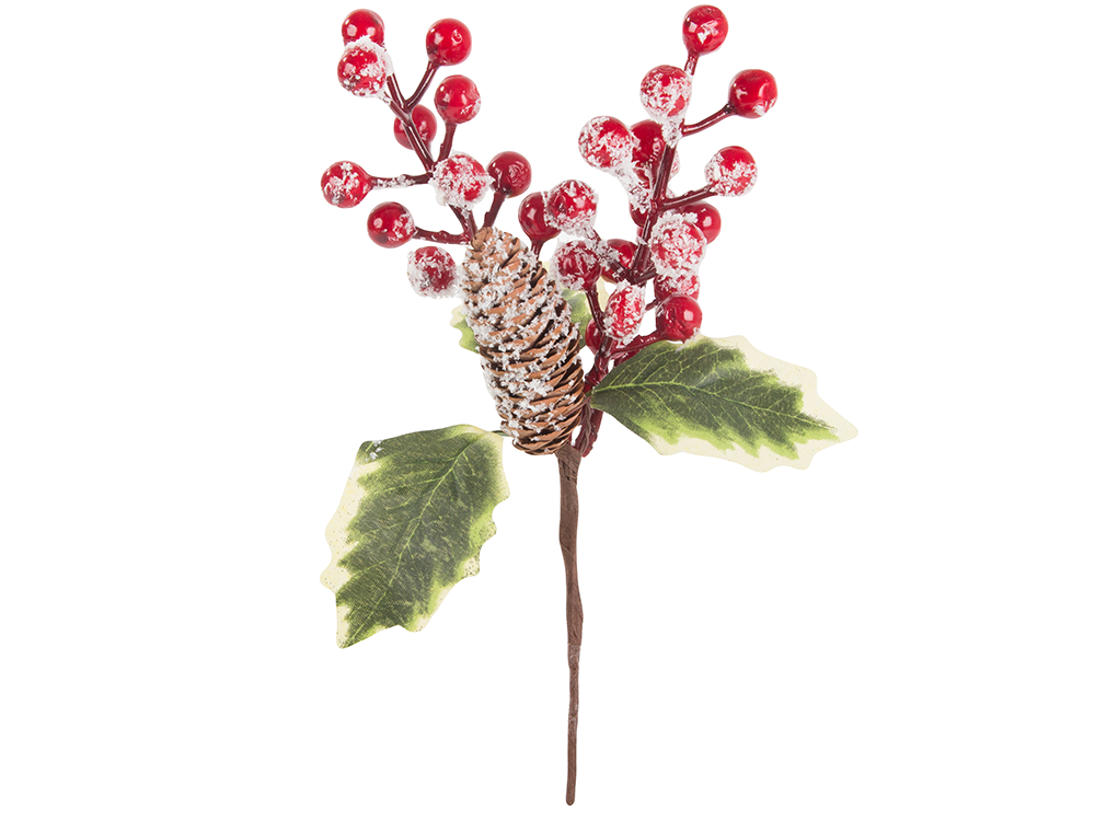 Christmas Decoration with Rowan Berries and Pinecones, 22 cm