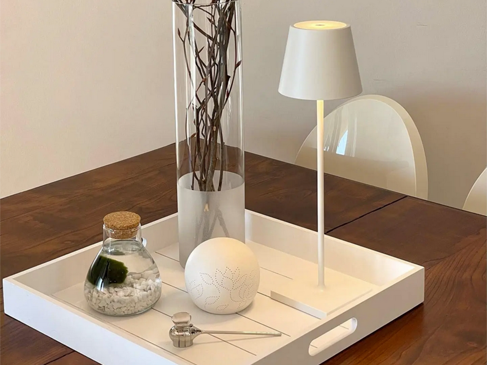 Беспроводная настольная LED лампа, 3 оттенка света, USB-C, белая