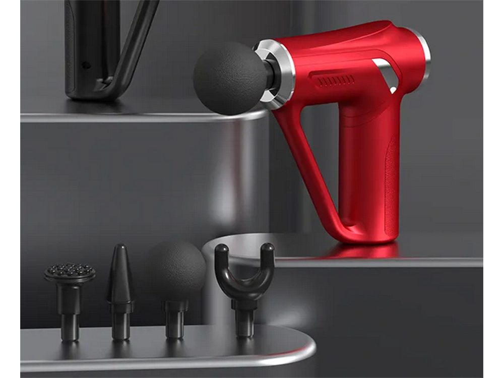 Body Massage Gun, 4 Attachments, 30W, Red