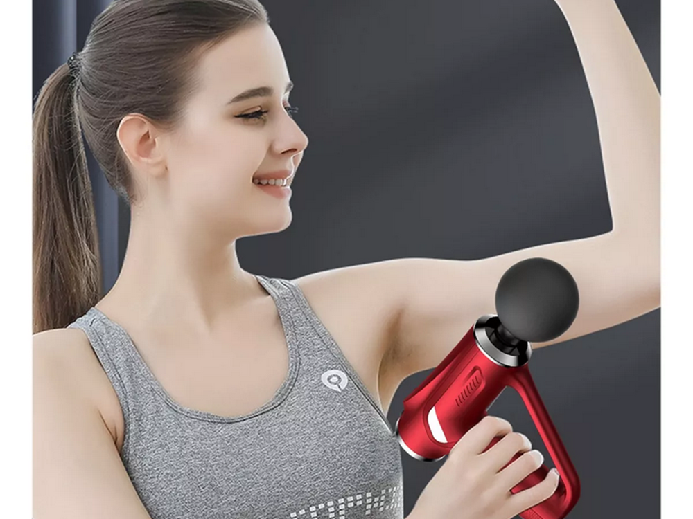 Body Massage Gun, 4 Attachments, 30W, Red