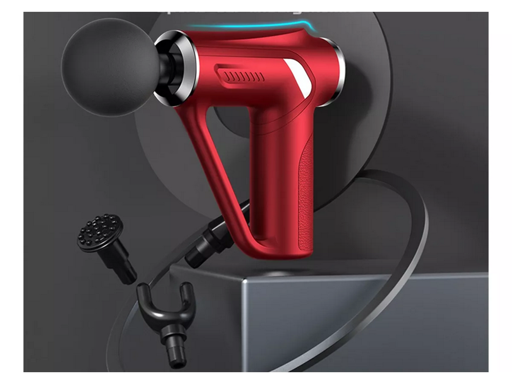 Body Massage Gun, 4 Attachments, 30W, Red