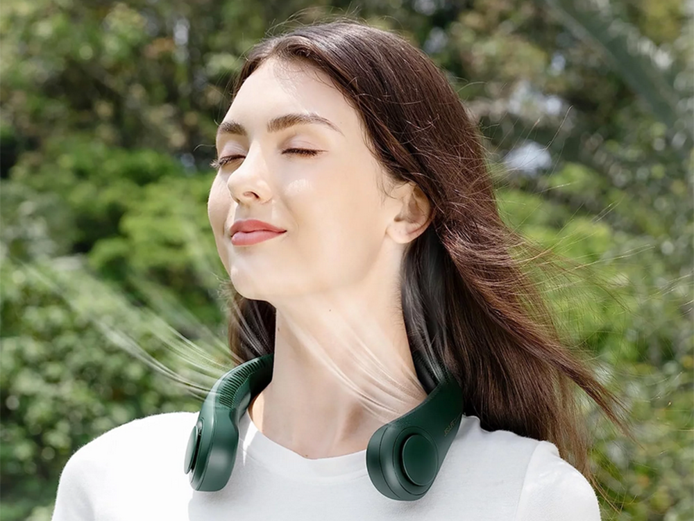 Portable Neck Fan, 3 Speeds, 5W, Green