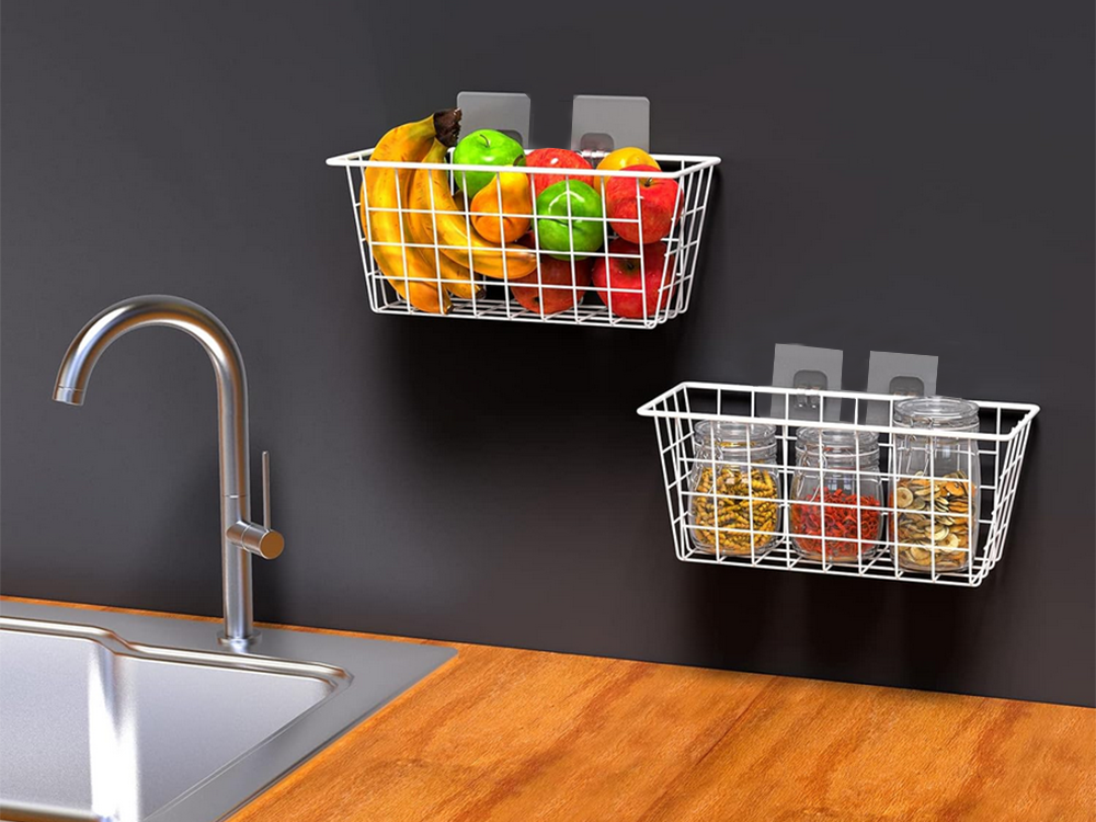 Hanging Metal Basket / Organizer, White