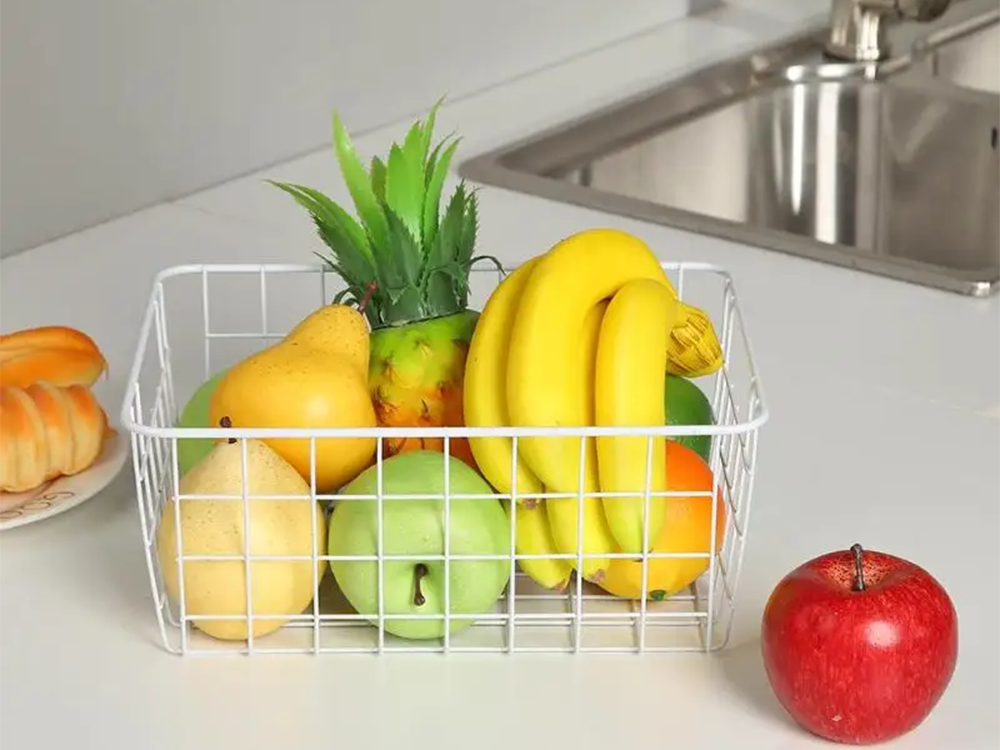 Large White Metal Wire Organizer Basket, 28.5x22x12 cm