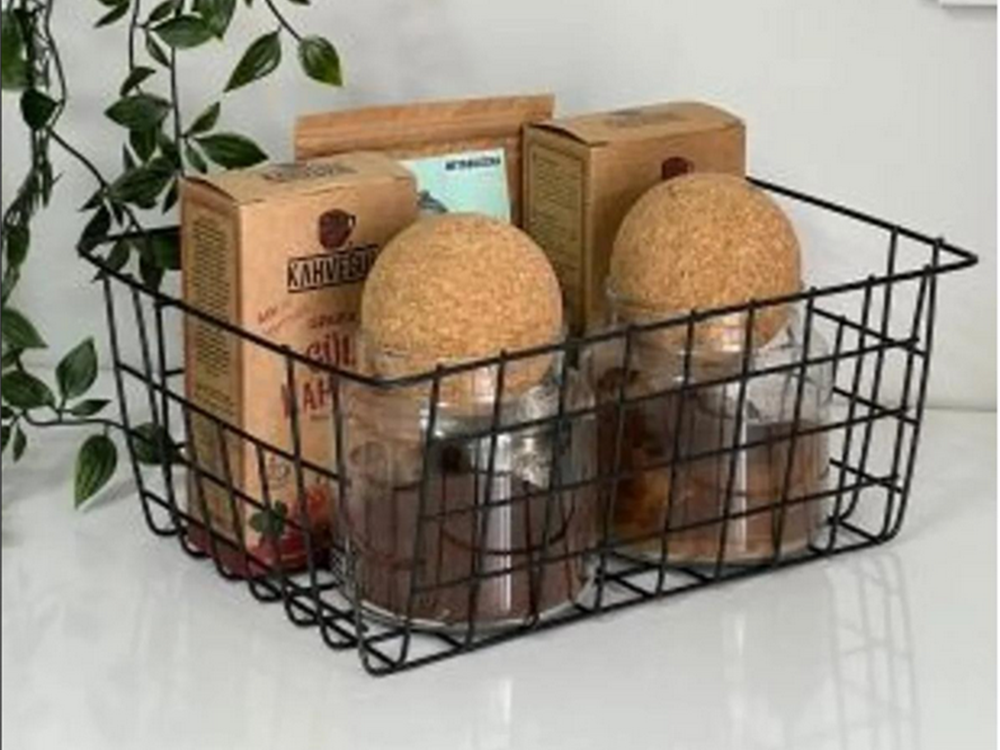 Large Metal Wire Basket Organizer for Kitchen and Home, Black