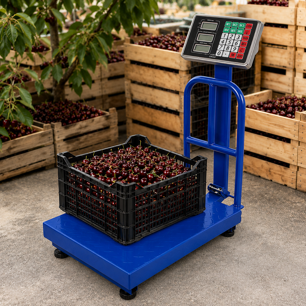 Electronic Platform Scale with Backrest, 100kg, LCD, Blue