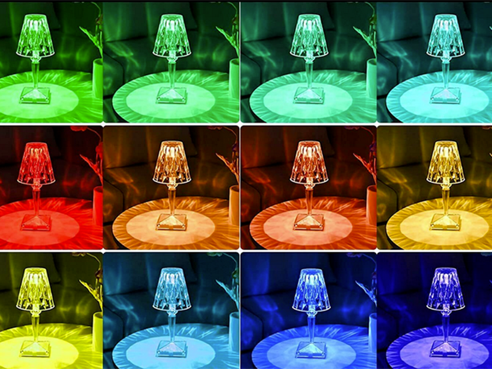 Настольная ночная лампа LED RGB с эффектом кристалла и пультом, USB