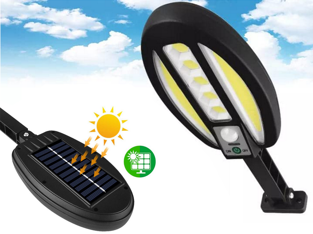 Saules lampa ar 95 LED, kustības un krēslas sensoru