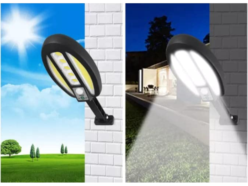 Saules lampa ar 95 LED, kustības un krēslas sensoru