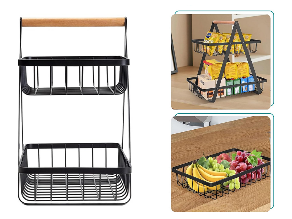 Kitchen Shelf Organizer Two-Level Fruit Basket