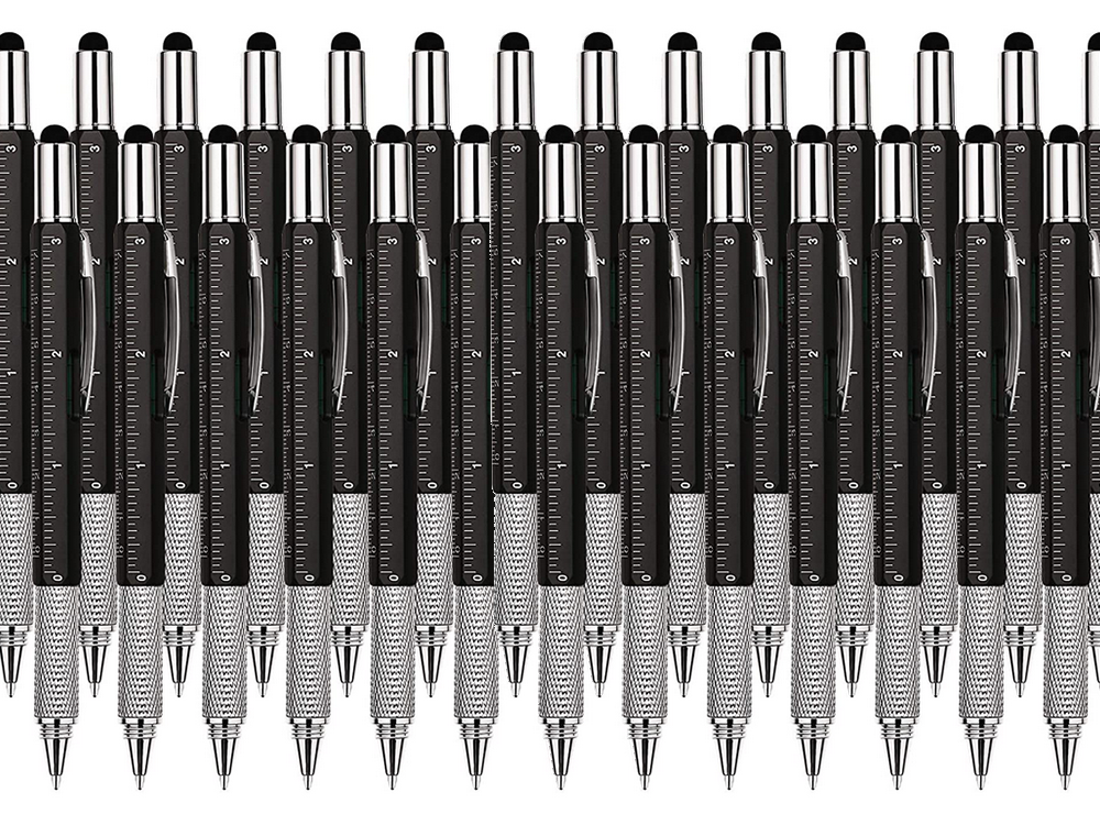 Multifunction Pen Screwdriver 6-in-1 with Ruler and Level, black