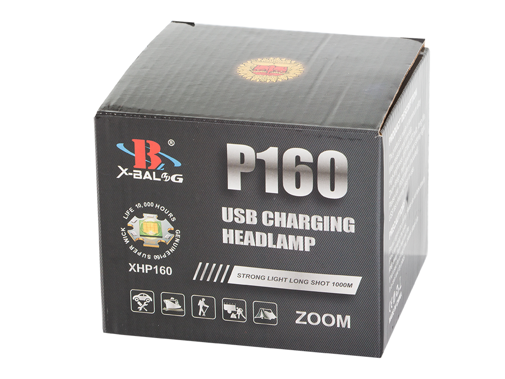 Налобный фонарь Bailong LED XHP160 с powerbank и зумом, модель 8076-3