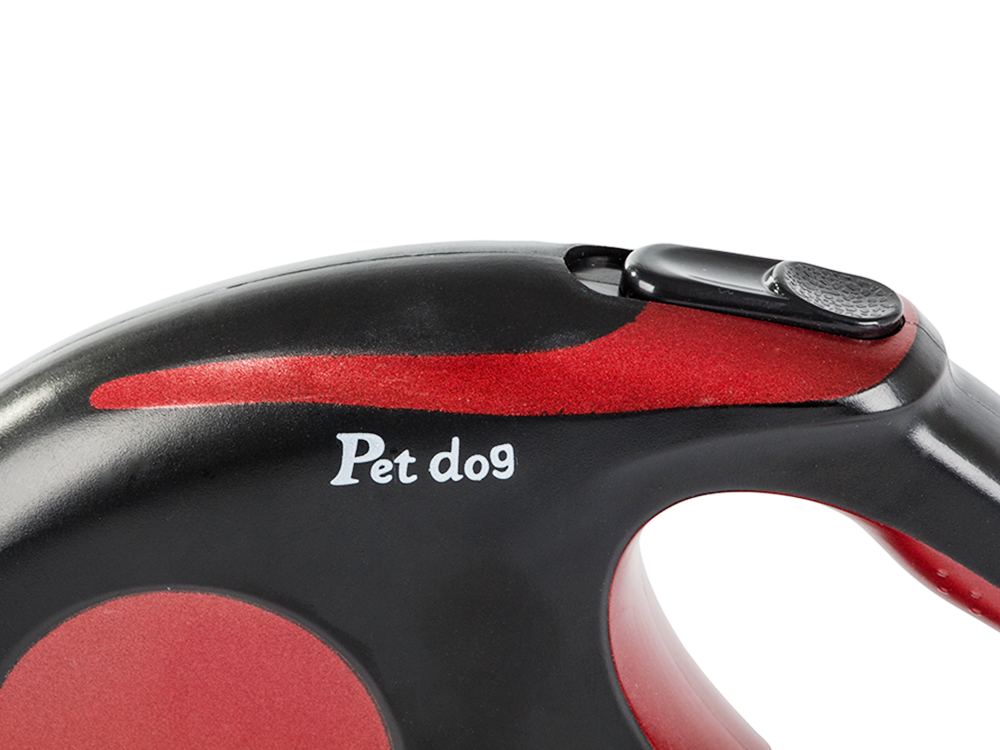 Strong automatic retractable dog leash with lock, 5m, up to 15kg, red