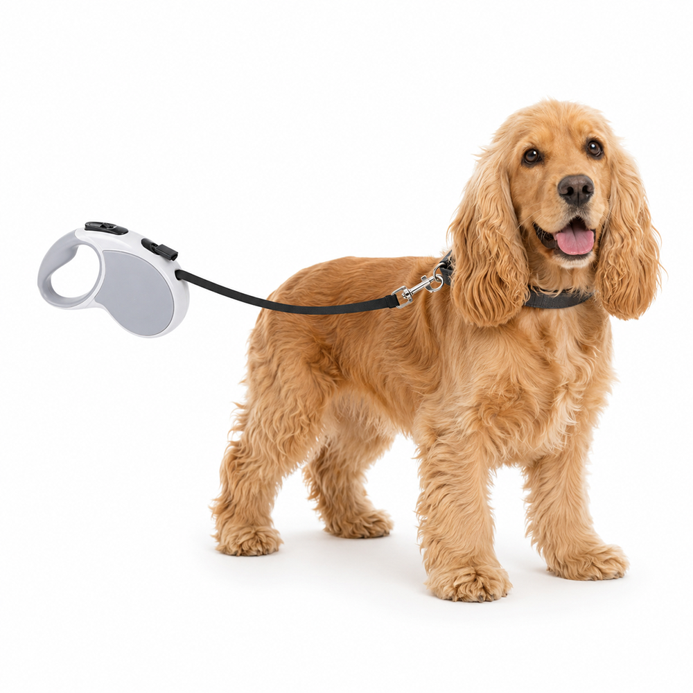 Retractable Dog Leash, 5m, Up to 15kg, Black