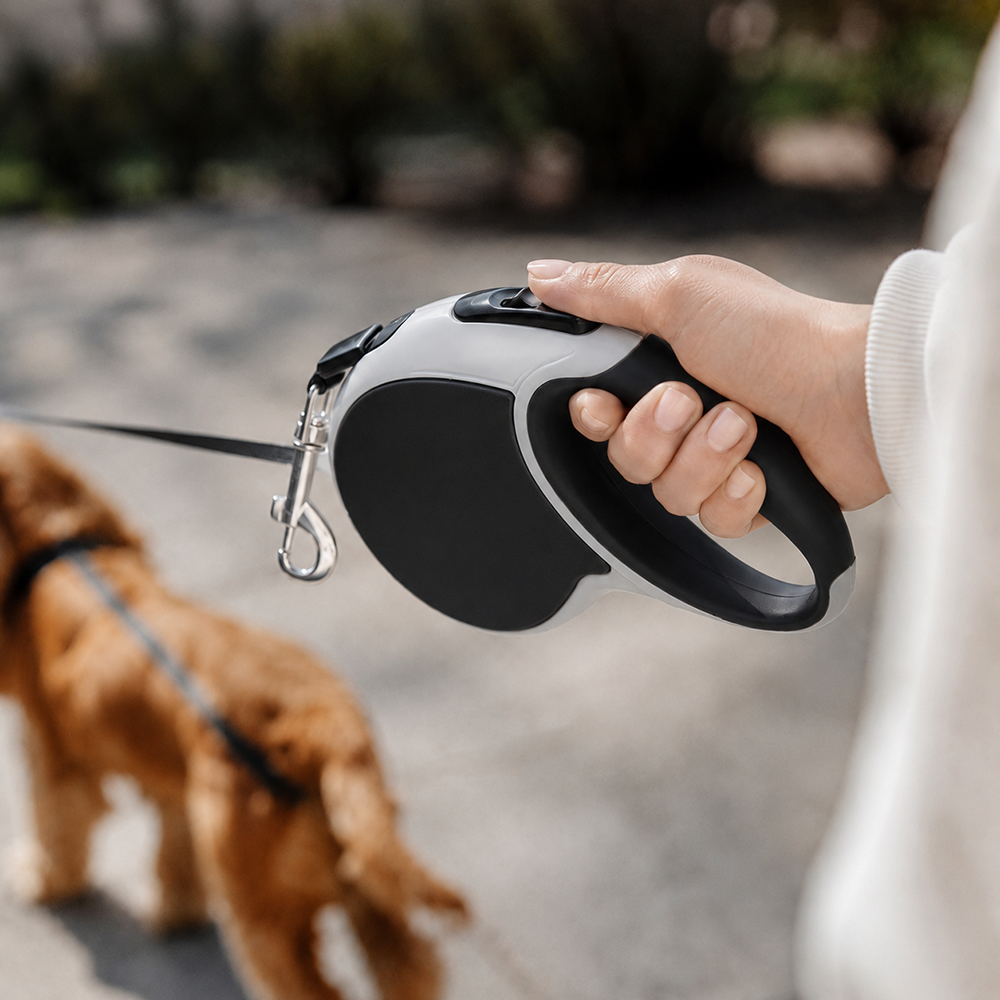 Automatic Retractable Dog Leash, 5m, up to 15kg, Black