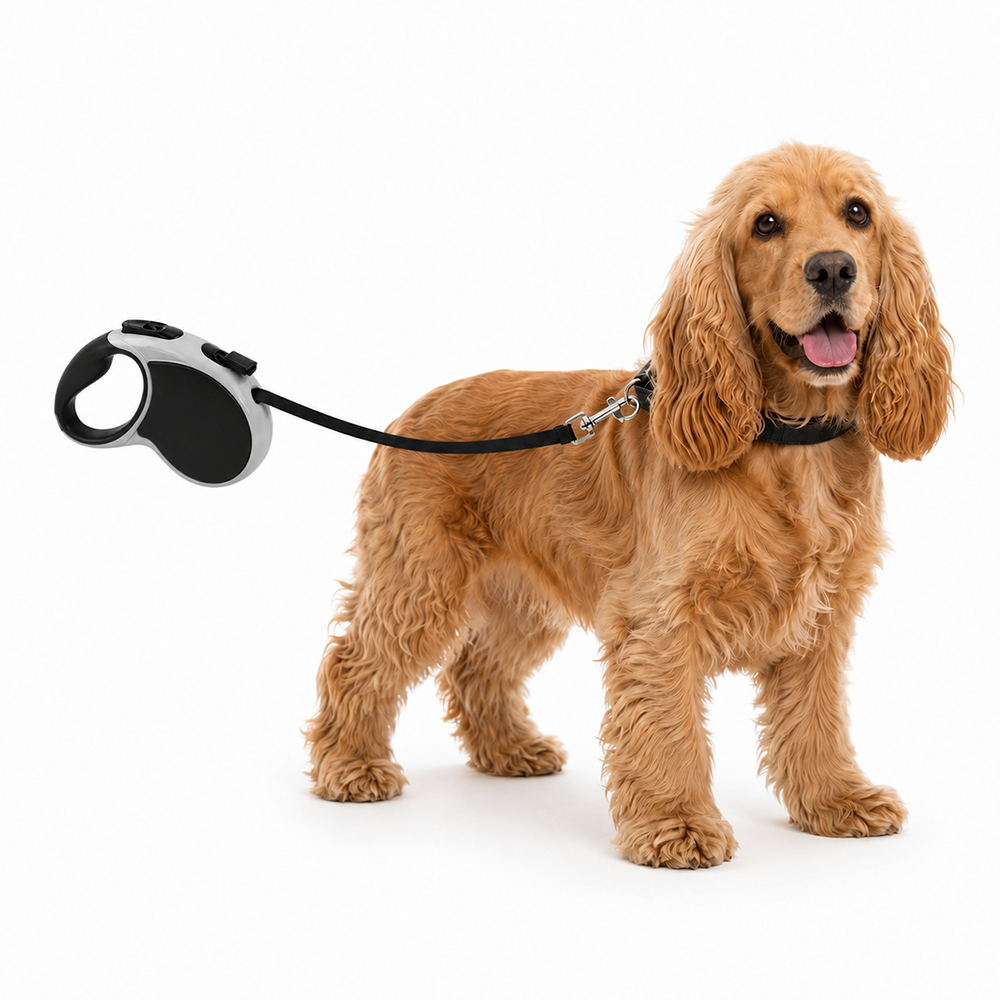 Automatic Retractable Dog Leash, 5m, up to 15kg, Black