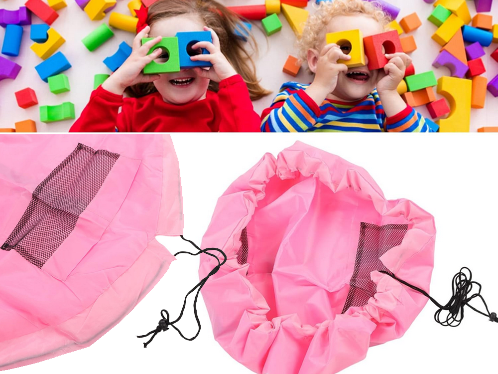 Play Mat and Toy Storage Bag, 130 cm, Pink