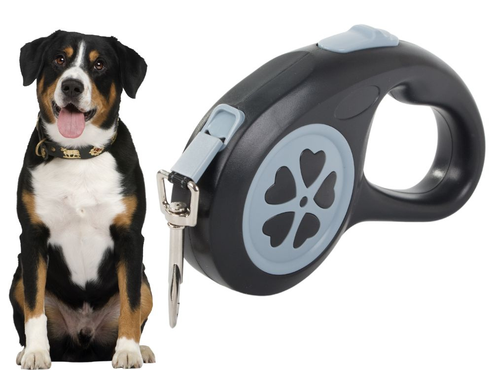 Automatic dog leash with tape, 5m, up to 15kg, black (0)
