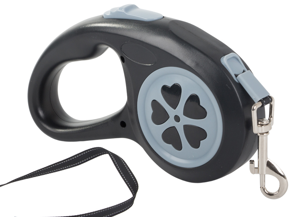 Automatic dog leash with tape, 5m, up to 15kg, black (1)