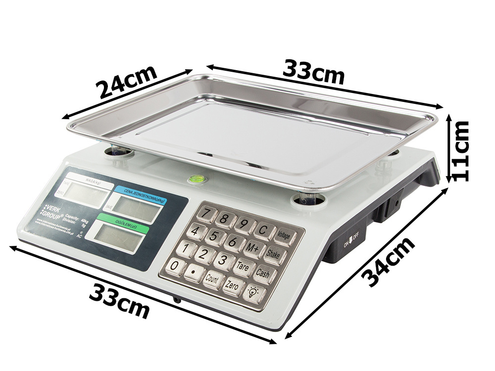 Electronic shop scale with calculator, up to 40kg, precise (0)