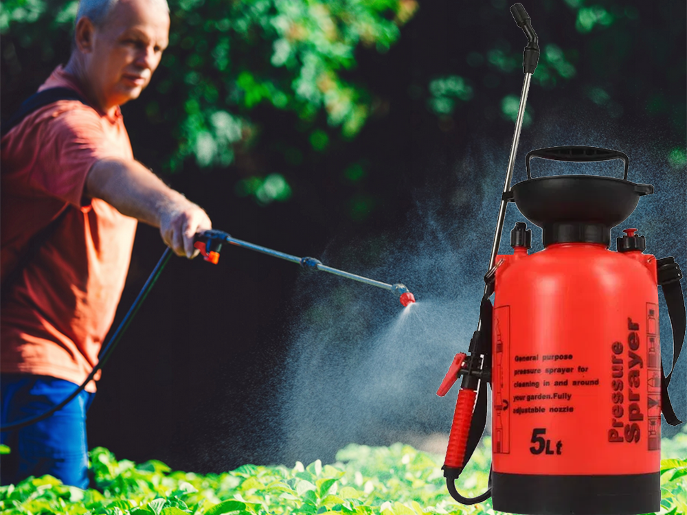 Garden Pressure Sprayer with Long Lance, 5L, Orange