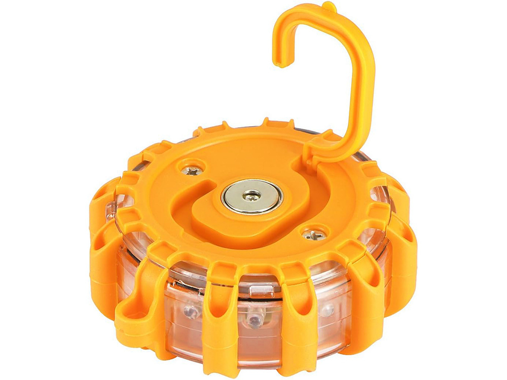 Powerful 360° LED warning light with magnet and hook, orange (0)