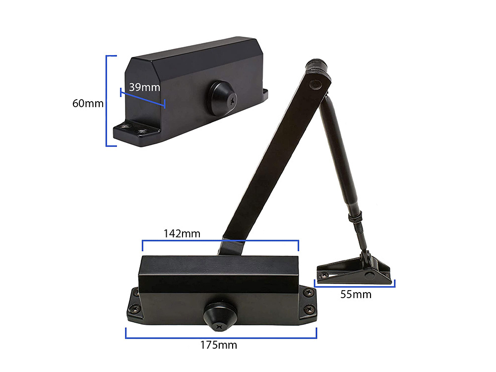 Door closer for exterior and interior doors up to 65 kg, black (1)
