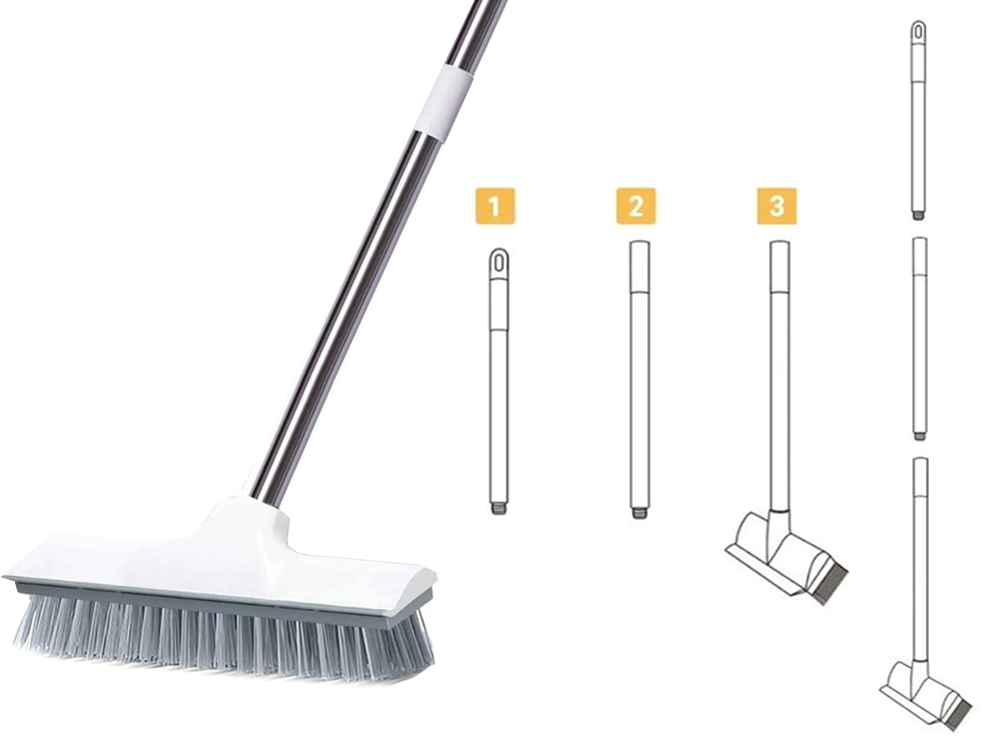2-in-1 Floor Scrub Brush with Squeegee, 122 cm