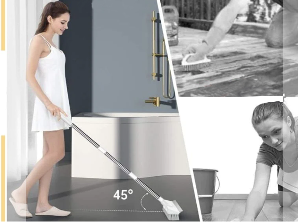 2-in-1 Floor Scrub Brush with Squeegee, 122 cm