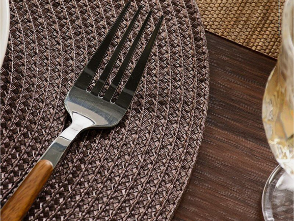 Round Braided Table Placemat, Brown, 38 cm