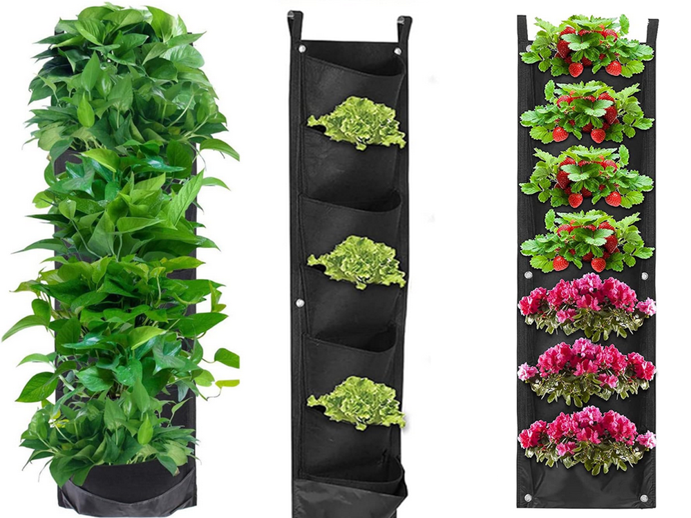 Vertical Felt Plant Bag, 7 Pockets, Hanging