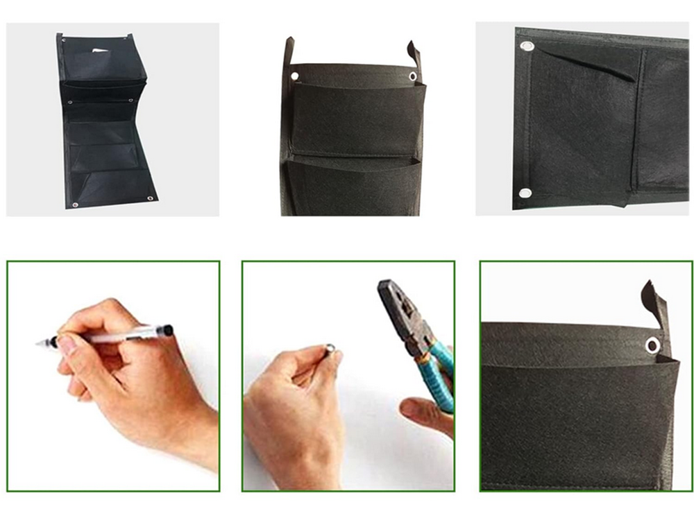 Vertical Felt Plant Bag, 7 Pockets, Hanging