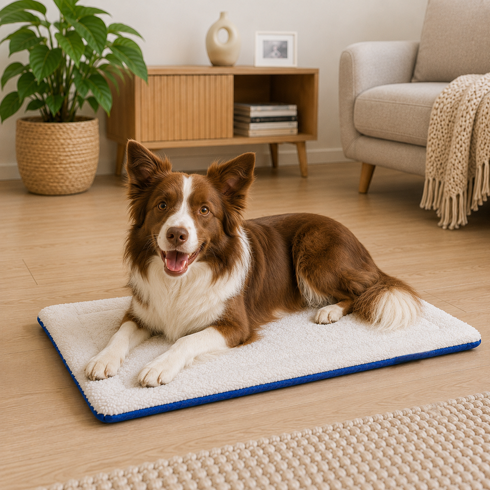 Fabric Pet Mat Lounger Bed for Dogs and Cats 70x53cm, Blue