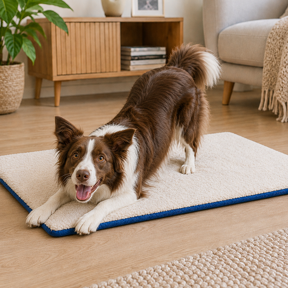 Fabric Pet Mat Lounger Bed for Dogs and Cats 70x53cm, Blue