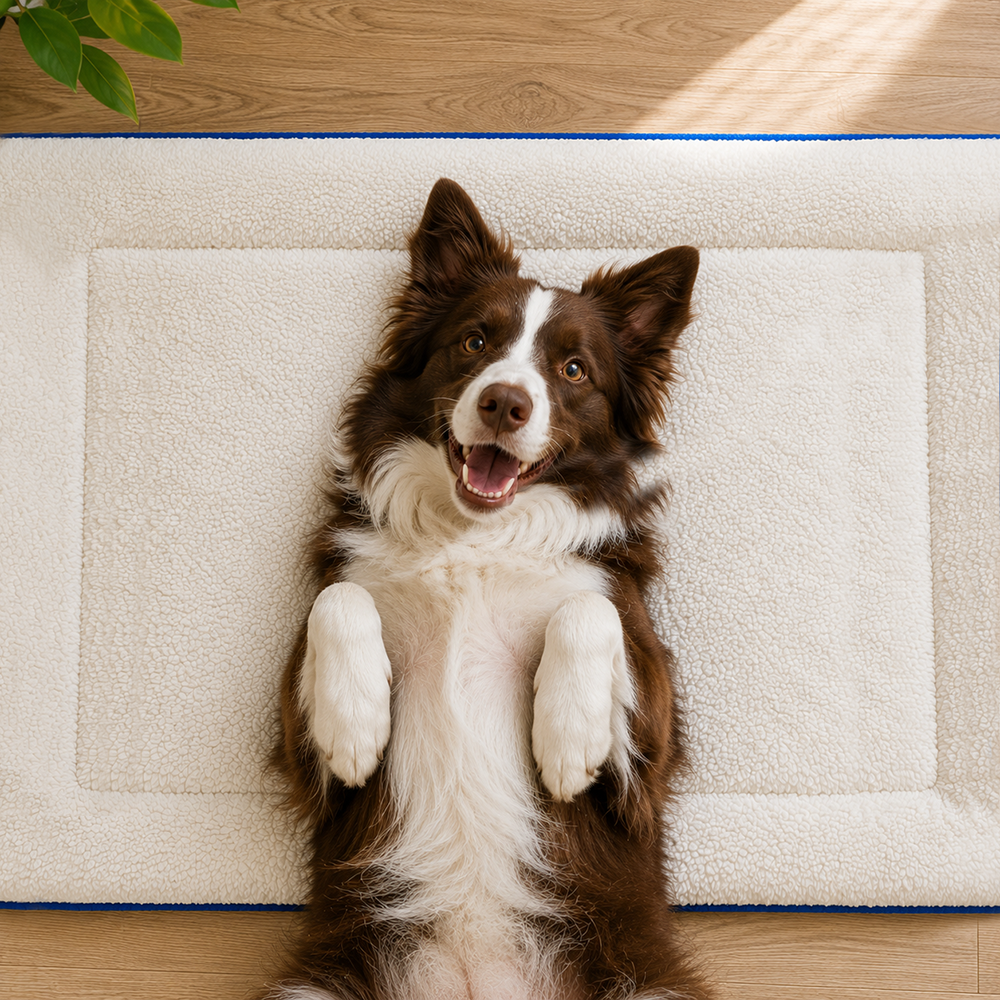 Fabric Pet Mat Lounger Bed for Dogs and Cats 70x53cm, Blue