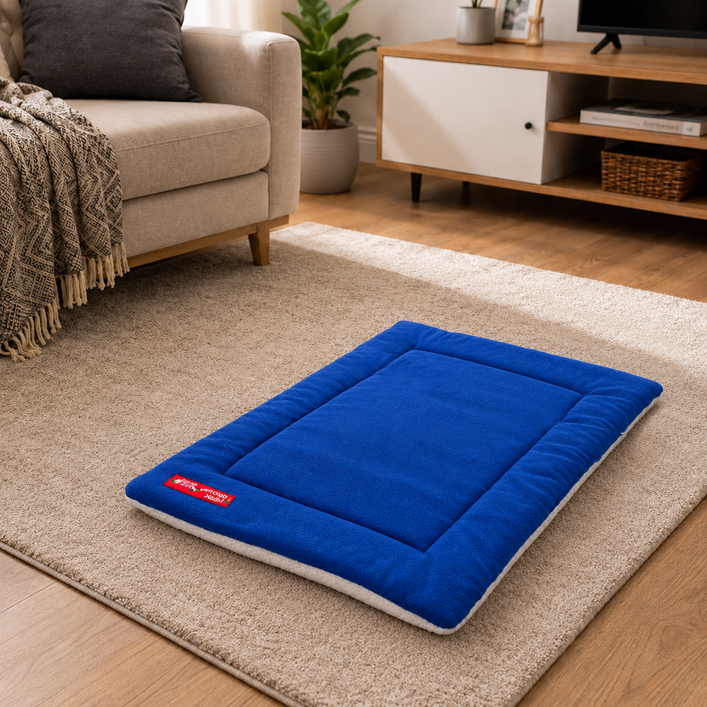 Fabric Pet Mat Lounger Bed for Dogs and Cats 70x53cm, Blue