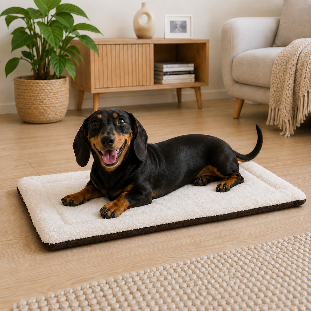 Fabric Pet Mat Bed for Dogs and Cats, 50x35 cm, Dark Brown