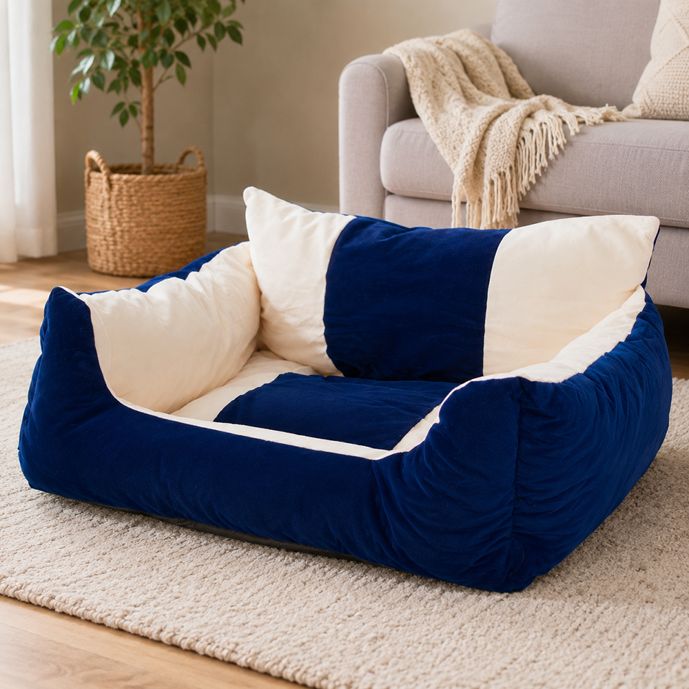 Soft Pet Bed for Dogs and Cats Size L (75x56x25 cm), with Waterproof Bottom