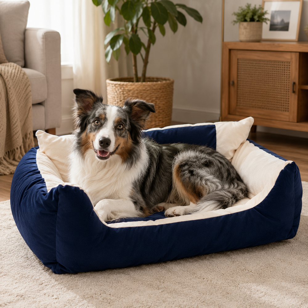 Soft Pet Bed for Dogs and Cats Size L (75x56x25 cm), with Waterproof Bottom