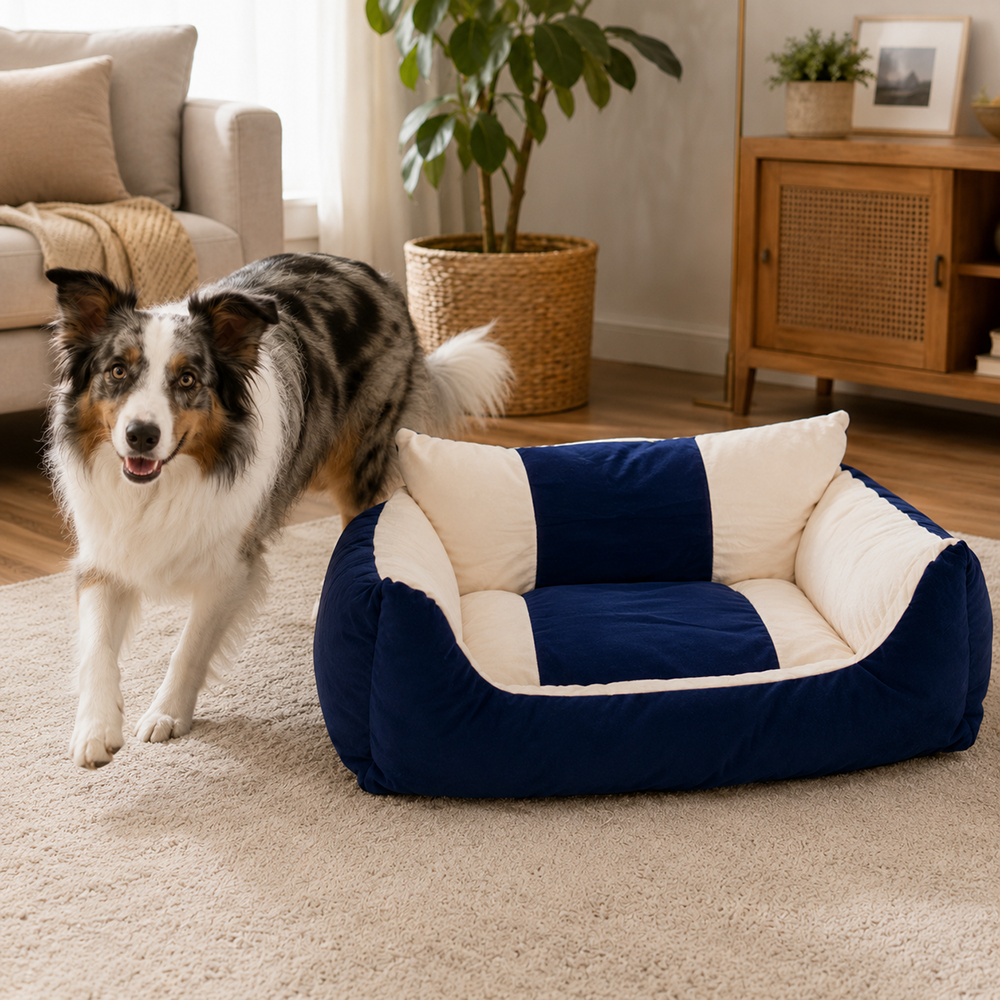 Soft Pet Bed for Dogs and Cats Size L (75x56x25 cm), with Waterproof Bottom