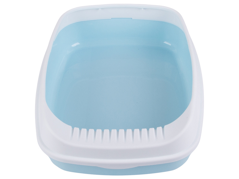 Open Cat Litter Box with Frame and Scoop, 45x34x12 cm, Blue
