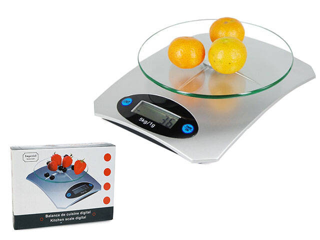 Electronic Kitchen Scale with Glass Platform and LCD Display, Precise up to 5 kg, 1 g (0)