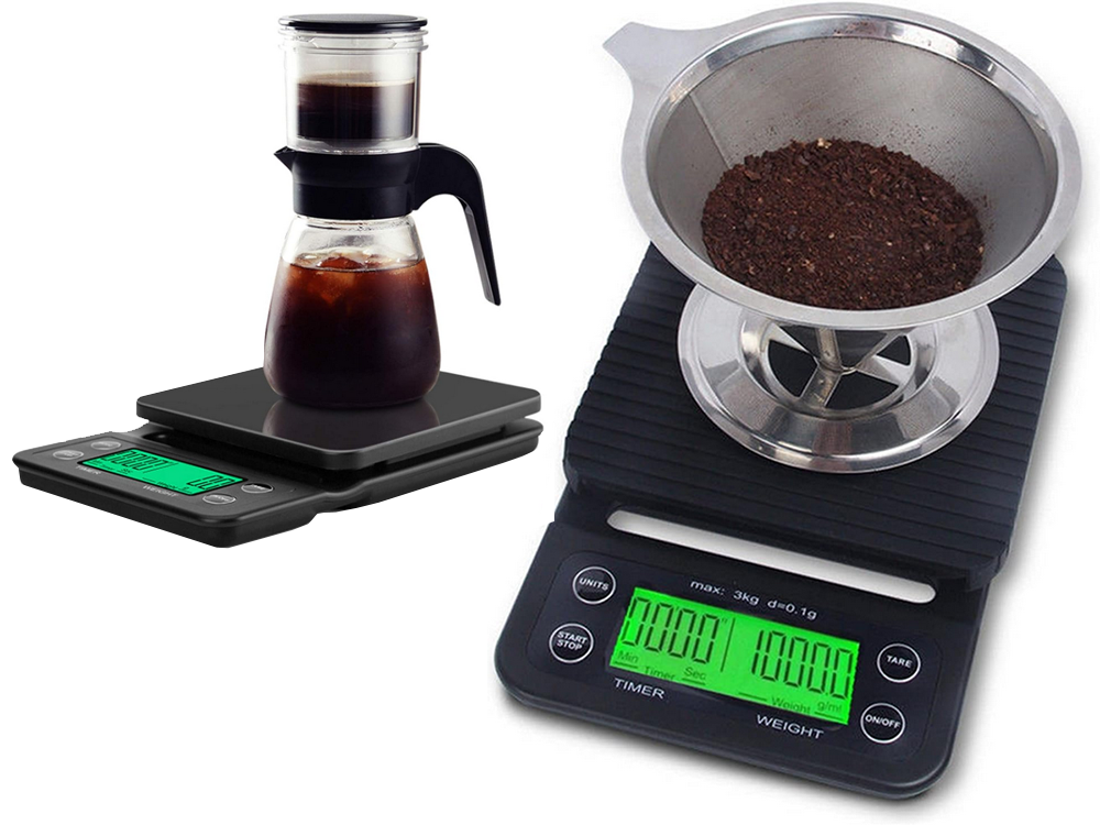 Digital Coffee Scale with Timer & Tare Function, 5 kg × 0.1 g, Black
