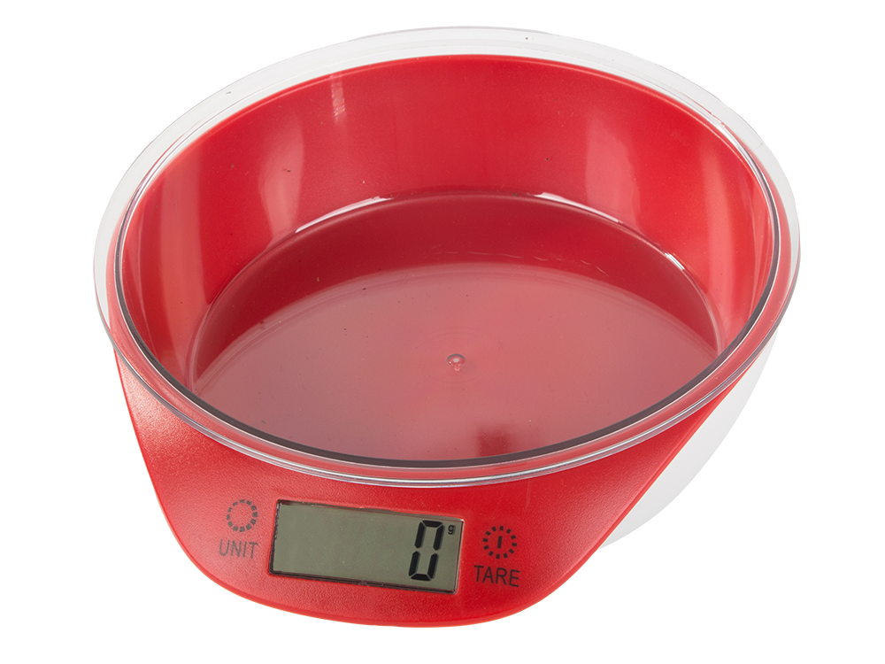 Digitālie virtuves svari ar noņemamu bļodu 5 kg, balti-sarkanie
