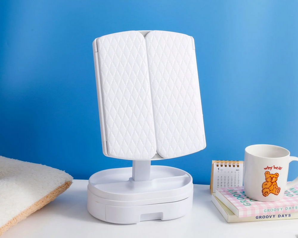 Складное зеркало для макияжа с LED-подсветкой и увеличением 2x 3x