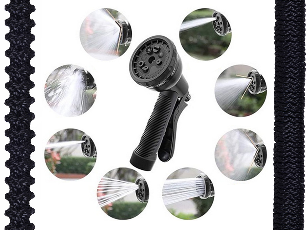 Expandable Garden Hose 15m with 8-Function Spray Gun & Fittings