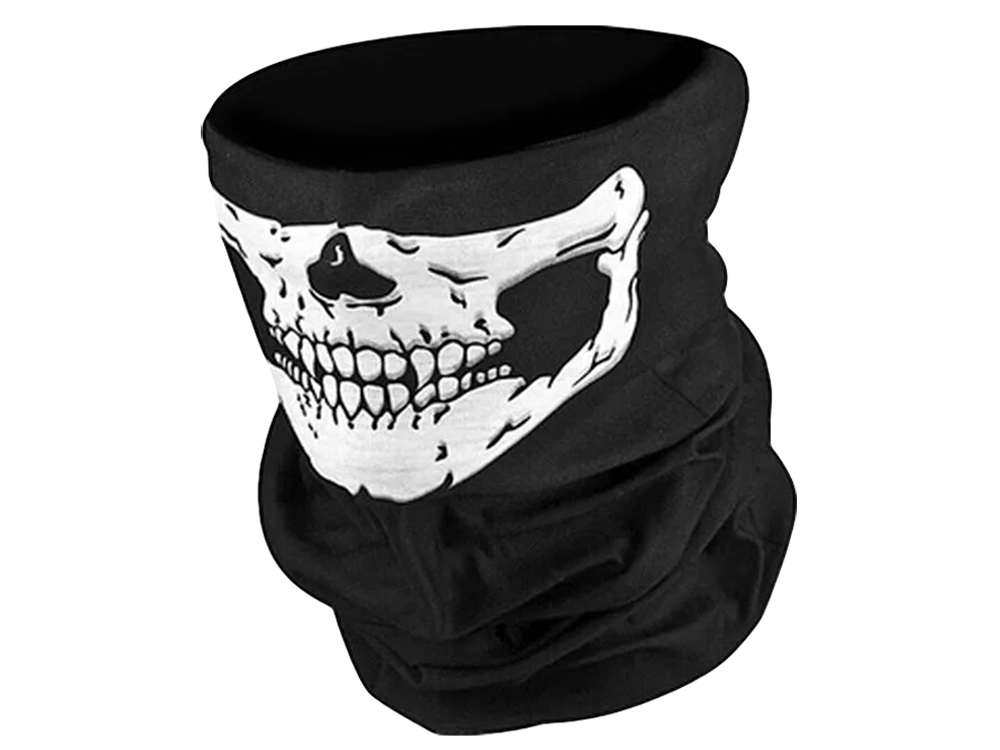 Multifunctional Skull Print Neck Gaiter Bandana, Black