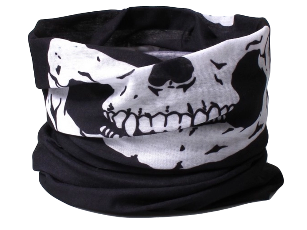 Multifunctional Skull Print Neck Gaiter Bandana, Black