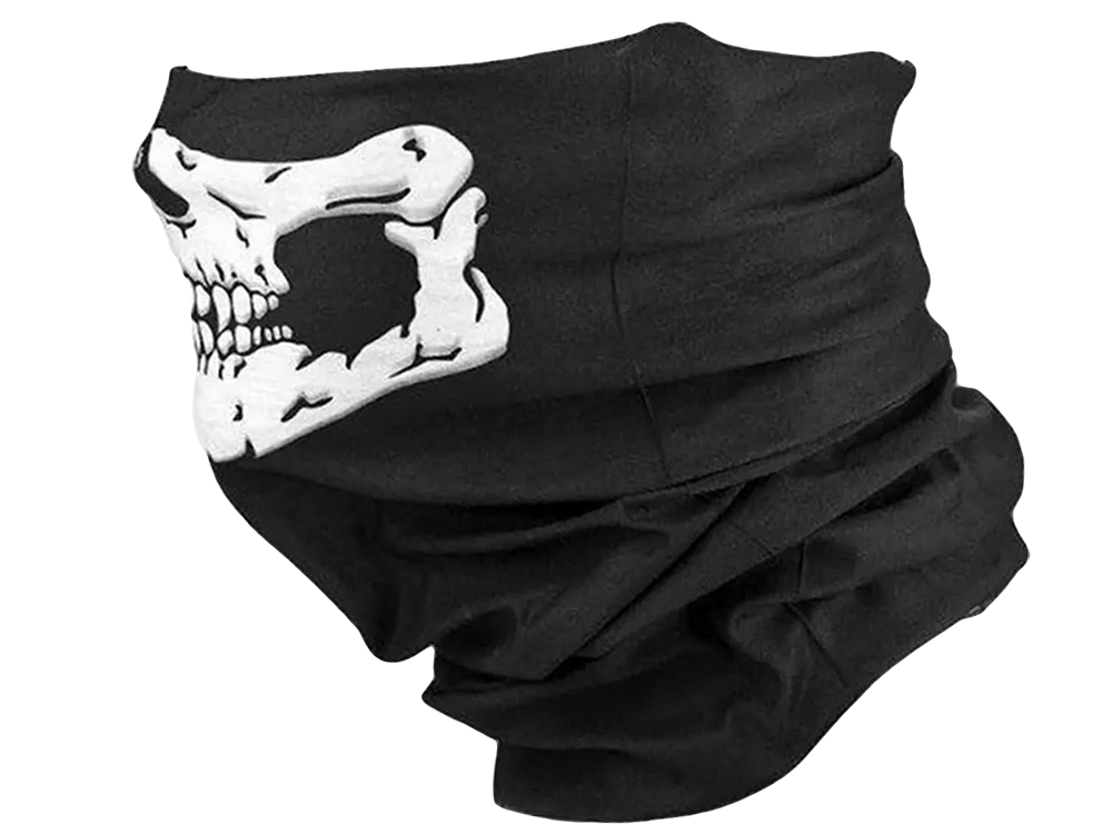 Multifunctional Skull Print Neck Gaiter Bandana, Black