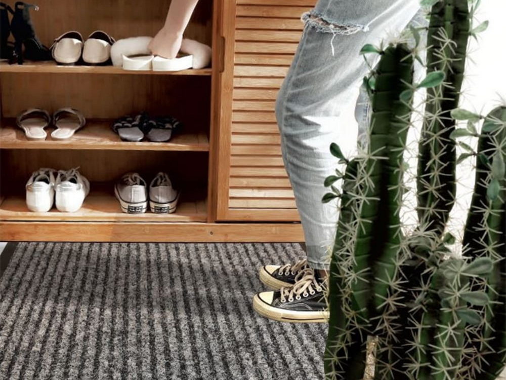 Non-Slip Entrance Doormat with Rubber Backing 60 x 90 cm, Grey